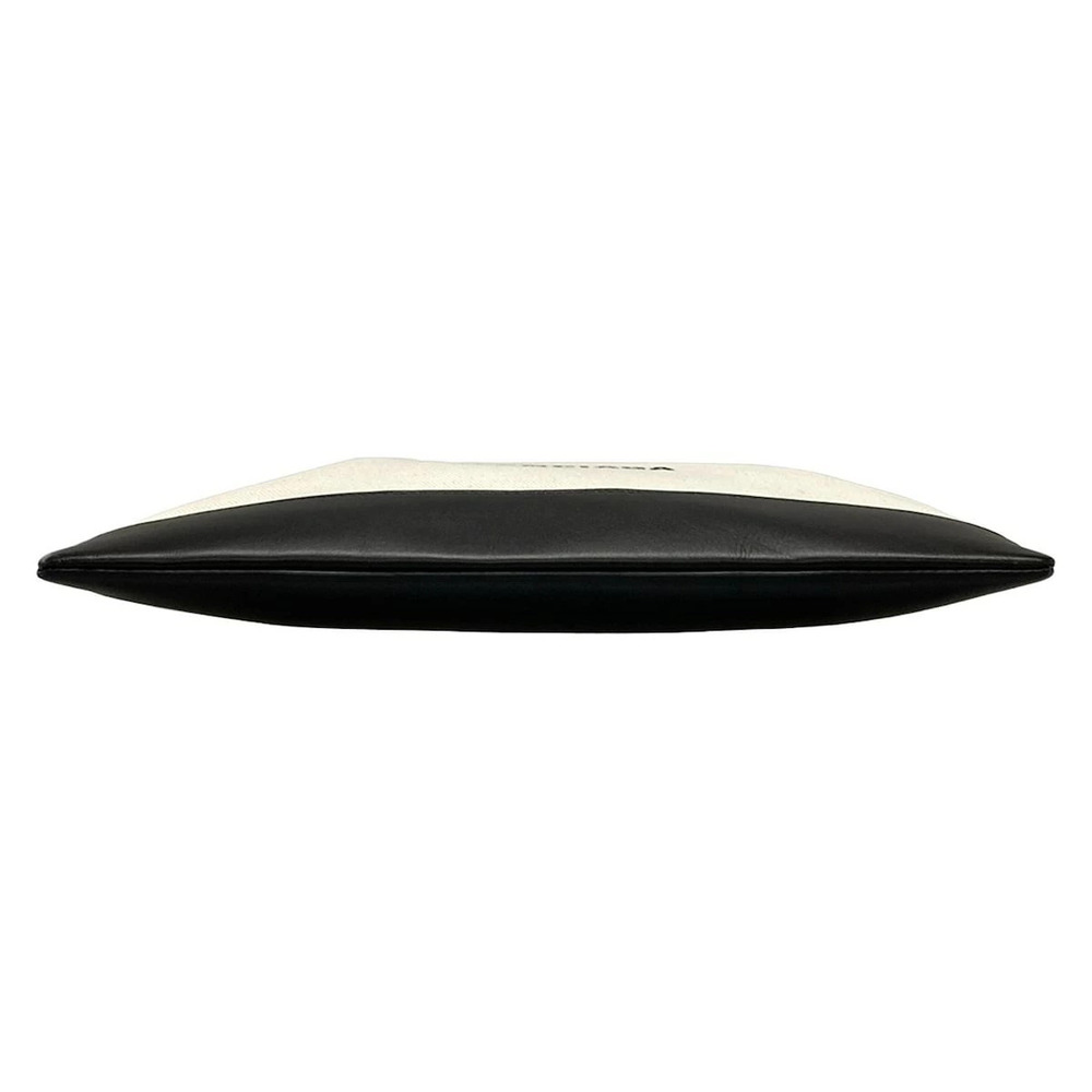 BALENCIAGA Navy Blue Clip Clutch Bag Ivory White Black Leather - Picture 5 of 7